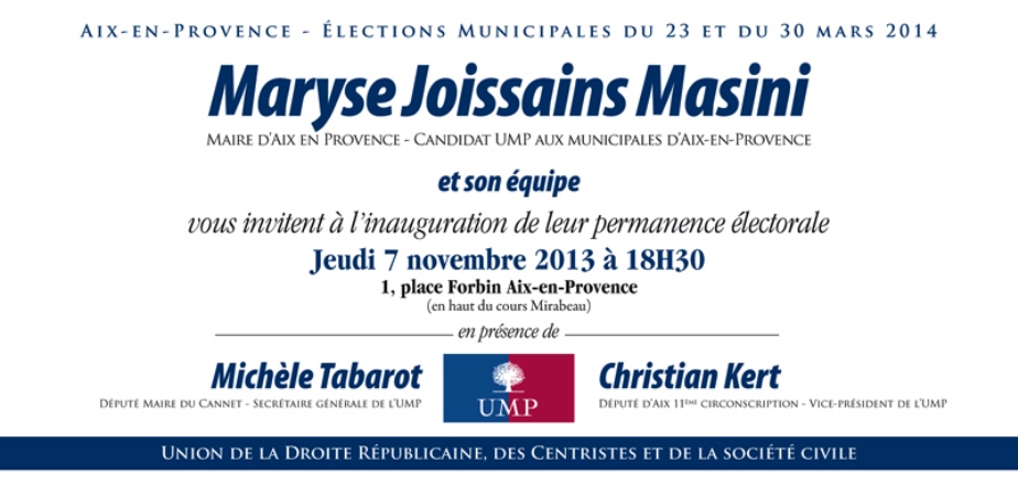 7/11: invitation inauguration permanence de Maryse Joissains